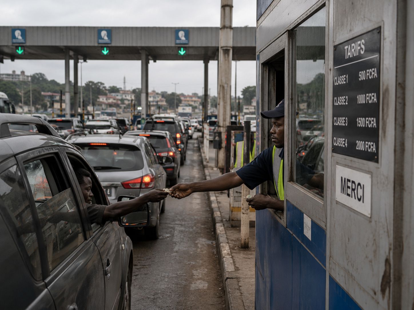File d'attente au péage en espèces